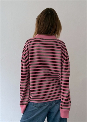 Adanne stripe polo bluse Pink/Bordeaux Boii Studios 